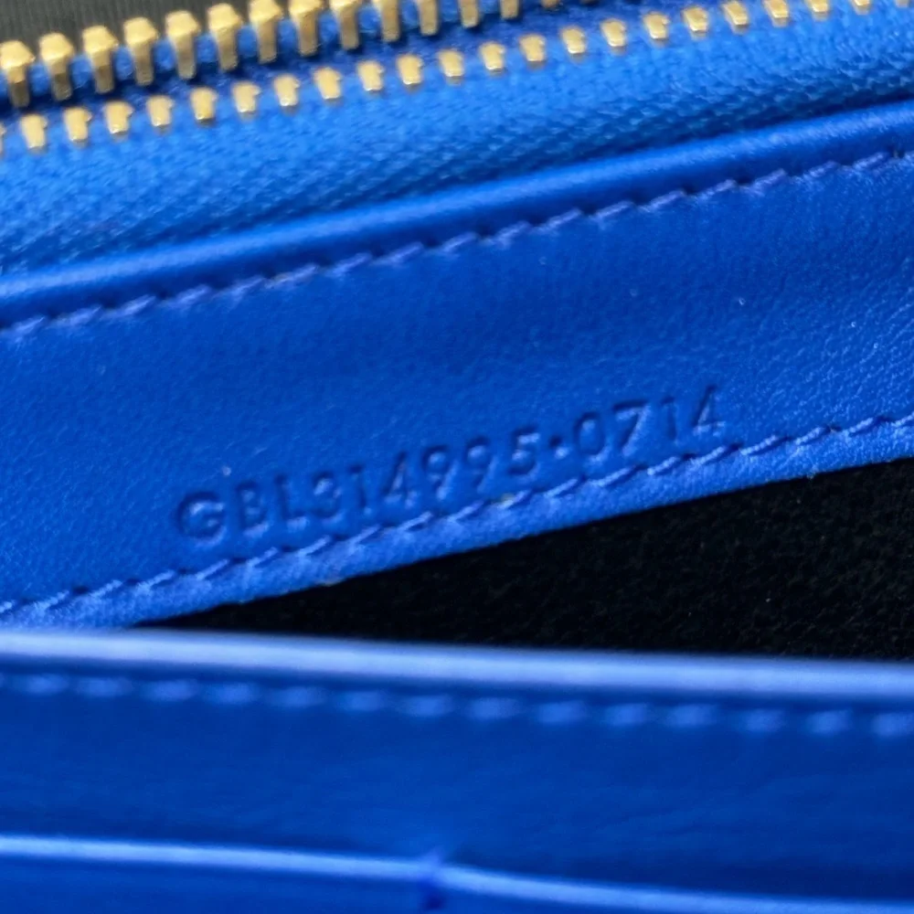 Saint Laurent Y-Chyc Authentic Royal Blue Leather Zip Wallet – Gold “Y” Hardware - Picture 6 of 9